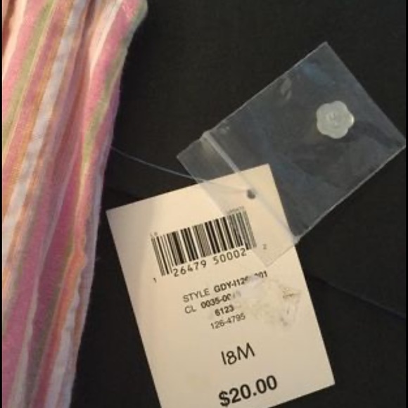 Vintage Baby crew Baby Girl summer dress, 18M, Watermelon embroidered striped - Picture 5 of 7